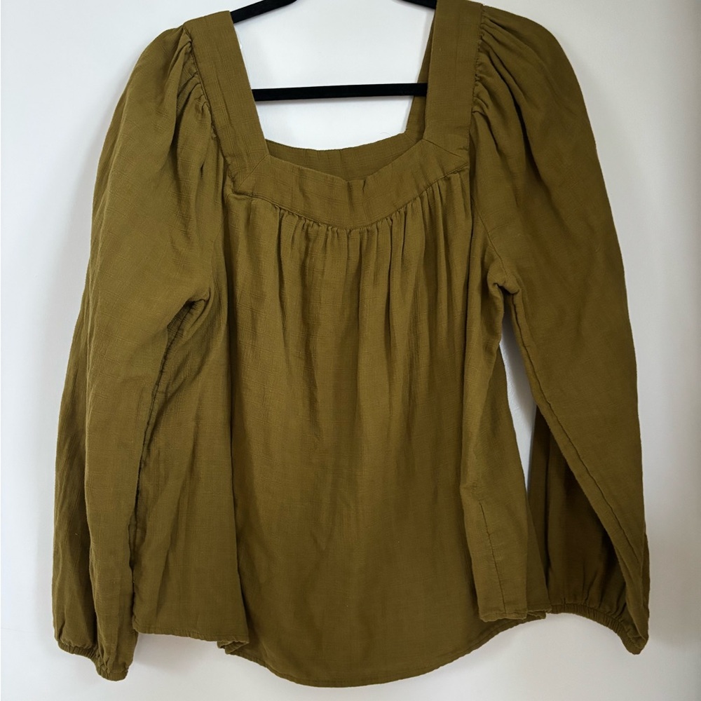 Sonoma Olive Long Sleeve Square Neck Blouse